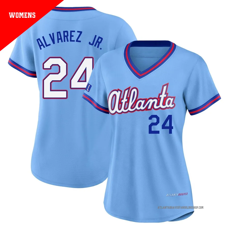 Atlanta Braves ＃24 Nacho Alvarez Jr. Women's Limited Powder 2026 City Connect Stadium Jersey - Blue