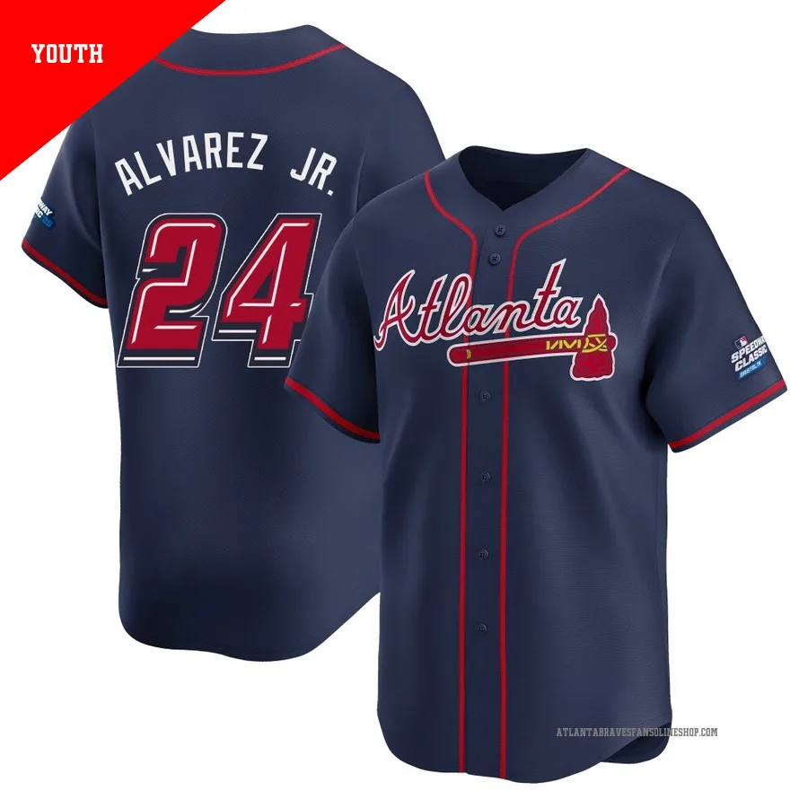 Atlanta Braves ＃24 Nacho Alvarez Jr. Youth Limited 2025 Speedway Classic Alternate Jersey - Navy