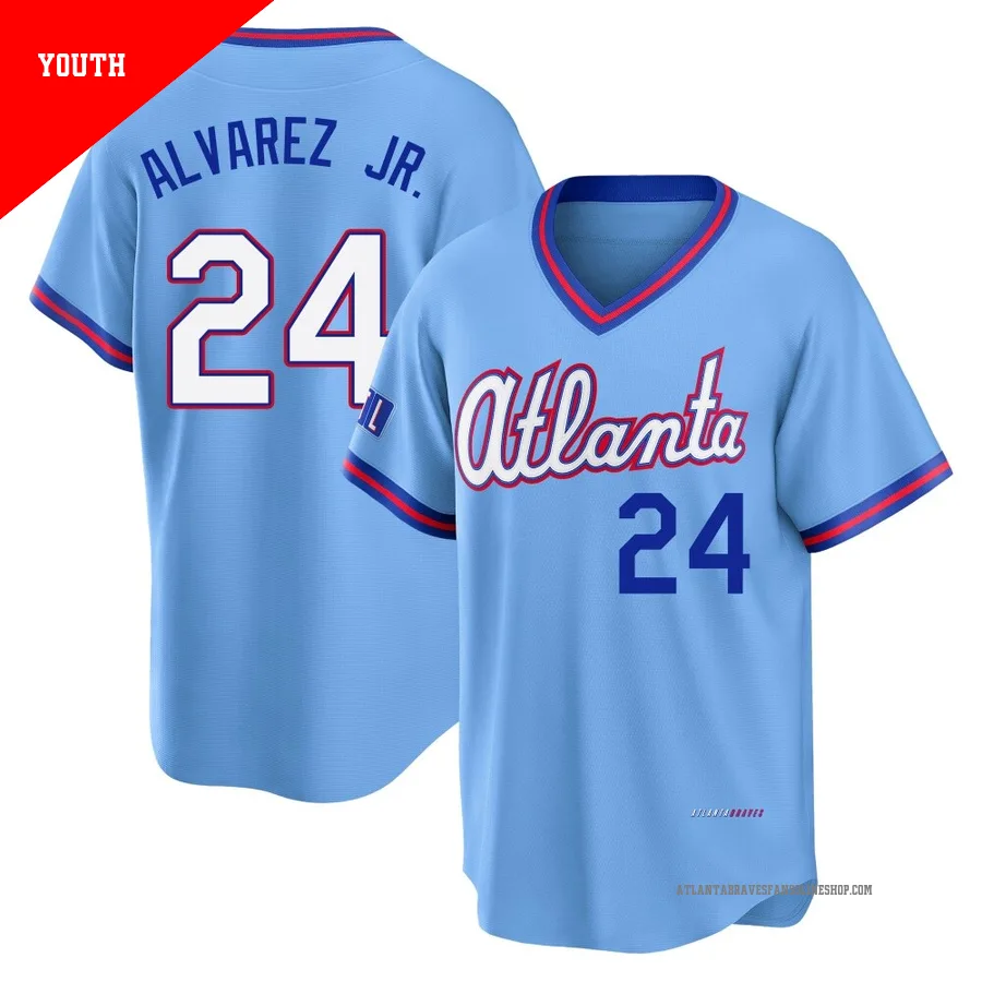 Atlanta Braves ＃24 Nacho Alvarez Jr. Youth Limited Powder 2026 City Connect Stadium Jersey - Blue