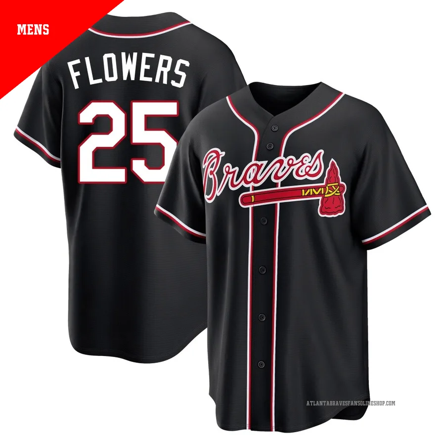 Atlanta Braves ＃25 Tyler Flowers Men's Replica Fashion Out Jersey - Black
