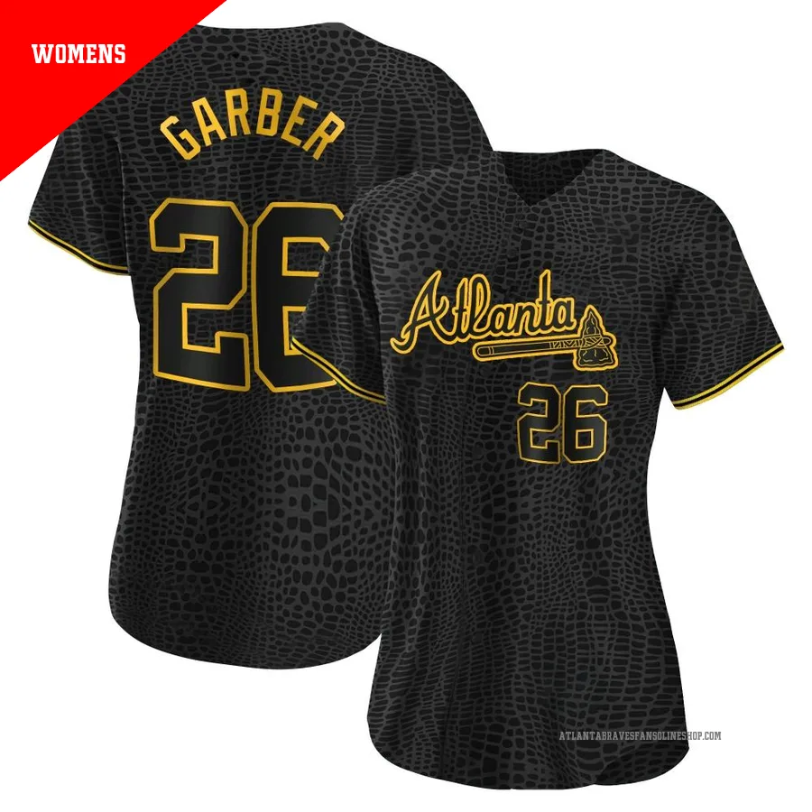 Atlanta Braves ＃26 Gene Garber Women's Authentic Snake Skin City Jersey - Black