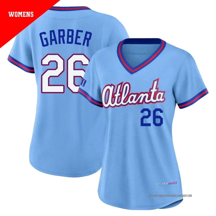 Atlanta Braves ＃26 Gene Garber Women's Limited Powder 2026 City Connect Stadium Jersey - Blue