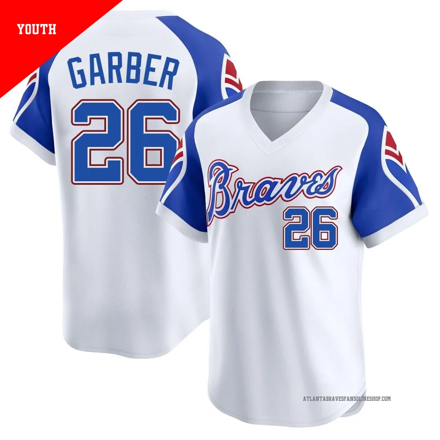 Atlanta Braves ＃26 Gene Garber Youth Limited Throwback Cooperstown Collection Jersey - White