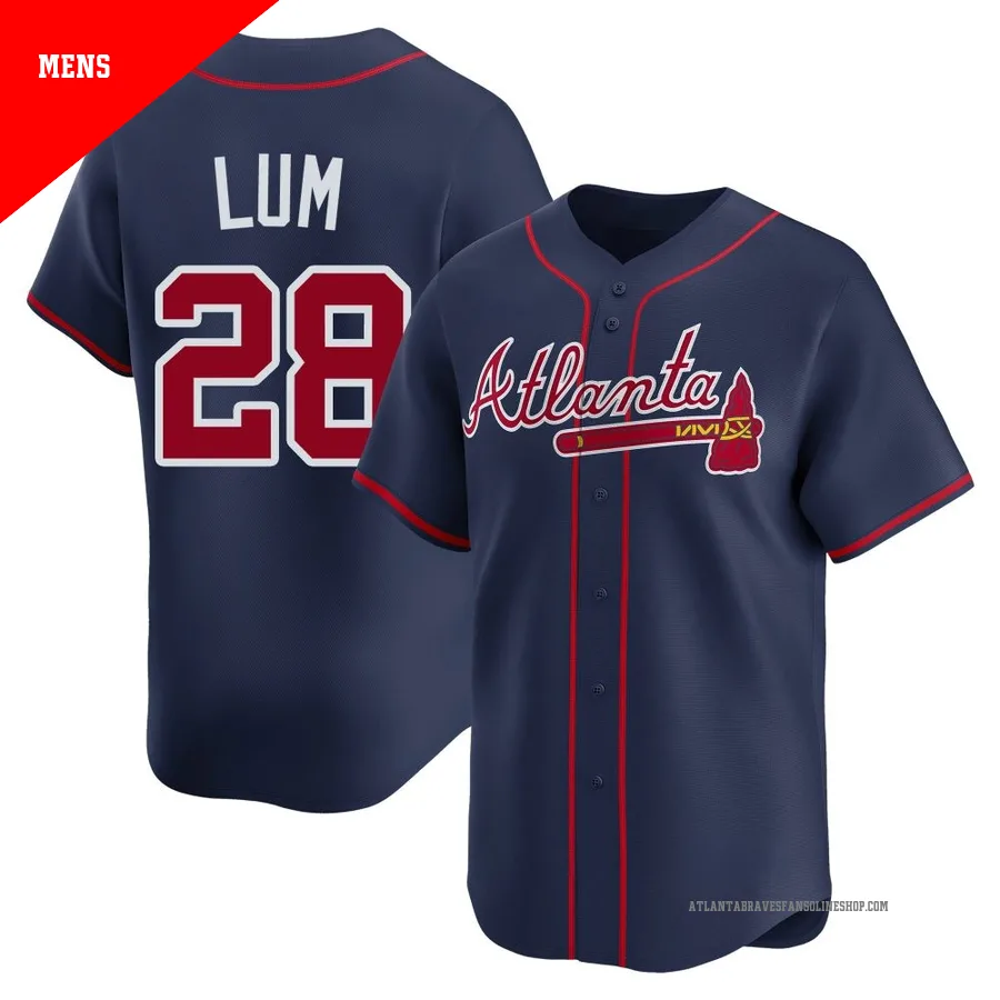Atlanta Braves ＃28 Mike Lum Men's Limited Alternate Jersey - Navy