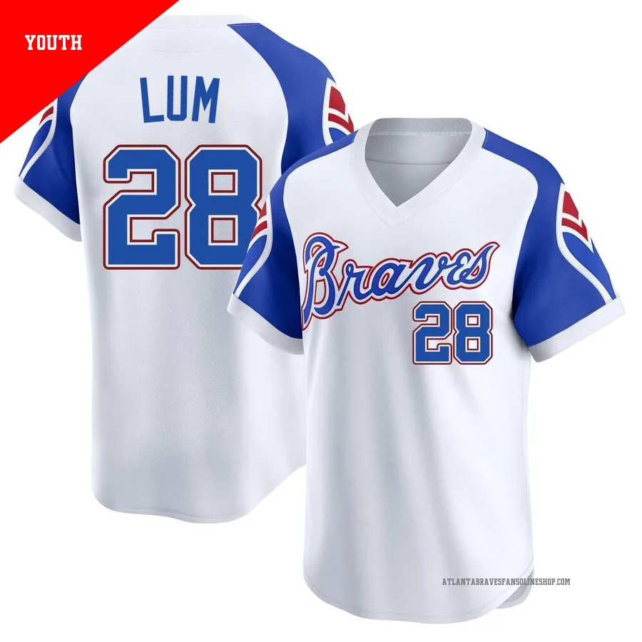 Atlanta Braves ＃28 Mike Lum Youth Limited Throwback Cooperstown Collection Jersey - White