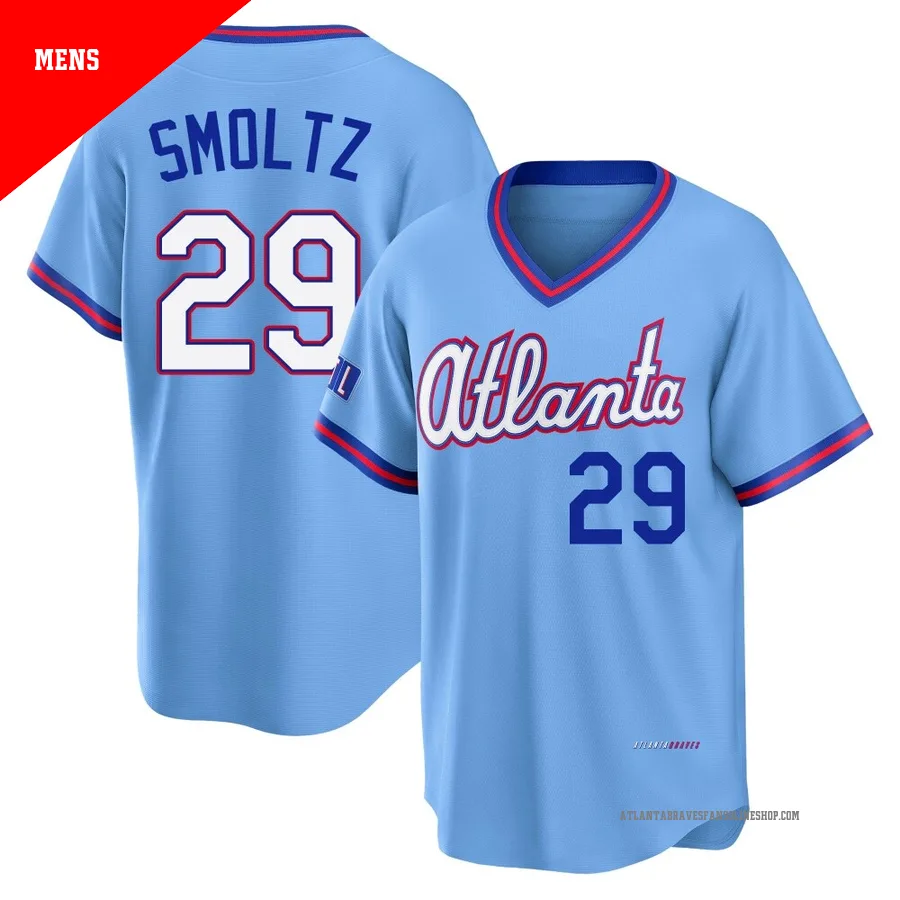 Atlanta Braves ＃29 John Smoltz Men's Limited Powder 2026 City Connect Stadium Jersey - Blue
