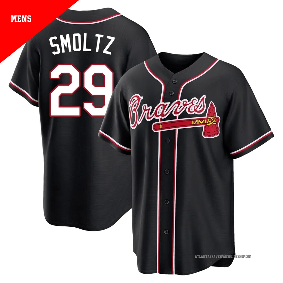 Atlanta Braves ＃29 John Smoltz Men's Replica Fashion Out Jersey - Black