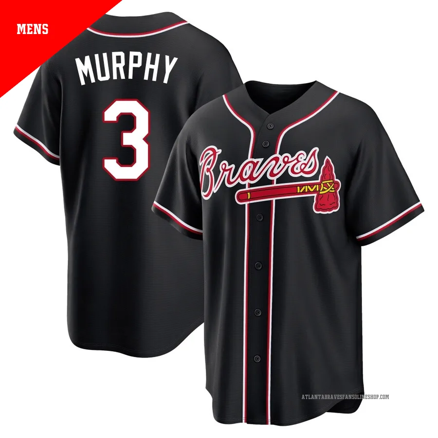 Atlanta Braves ＃3 Dale Murphy Men's Replica Fashion Out Jersey - Black