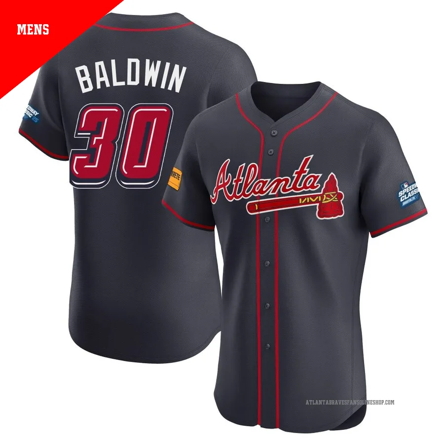 Atlanta Braves ＃30 Drake Baldwin Men's Elite 2025 Speedway Classic Alternate Jersey - Navy