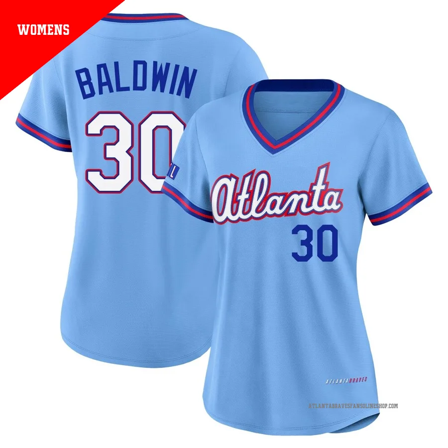 Atlanta Braves ＃30 Drake Baldwin Women's Limited Powder 2026 City Connect Stadium Jersey - Blue