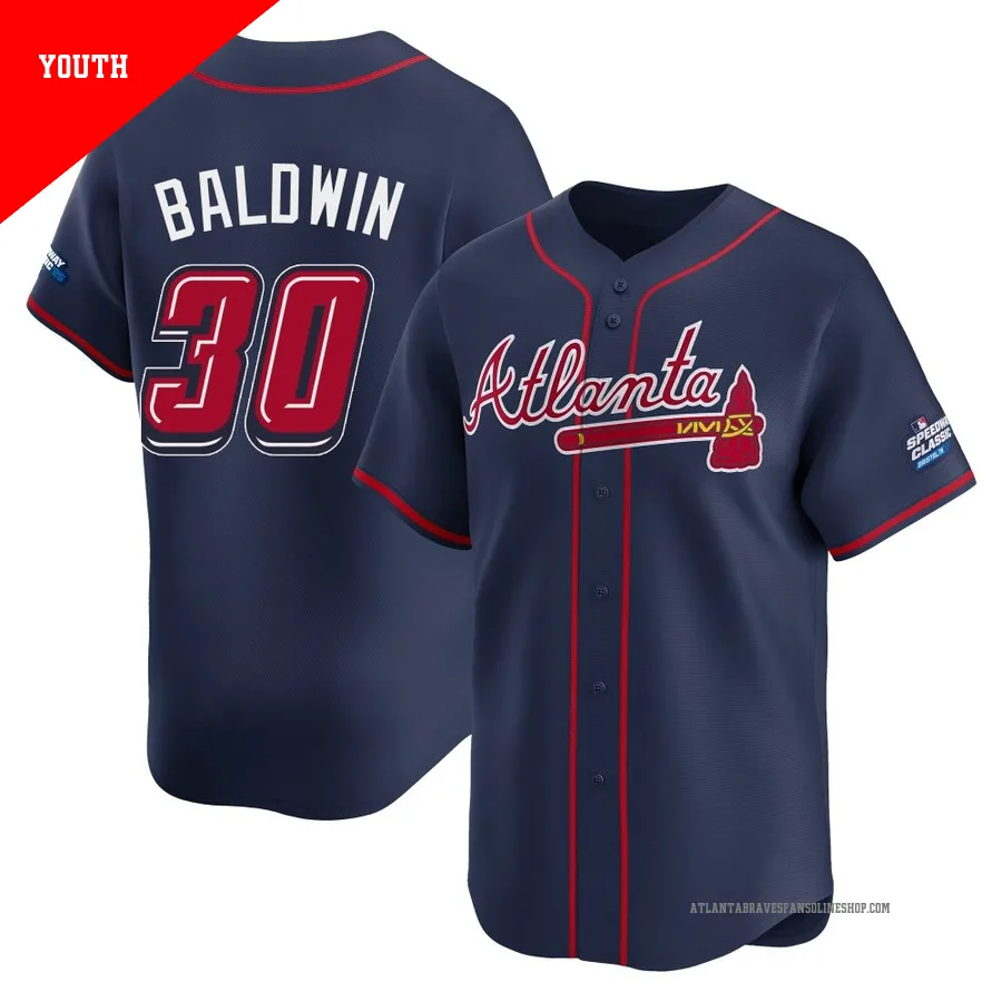Atlanta Braves ＃30 Drake Baldwin Youth Limited 2025 Speedway Classic Alternate Jersey - Navy
