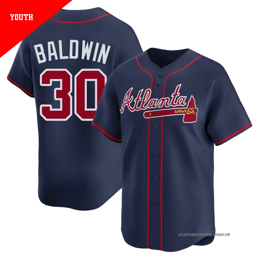 Atlanta Braves ＃30 Drake Baldwin Youth Limited Alternate Jersey - Navy