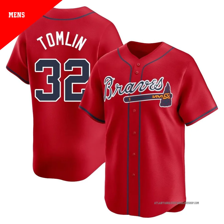 Atlanta Braves ＃32 Josh Tomlin Men's Limited Alternate Jersey - Red
