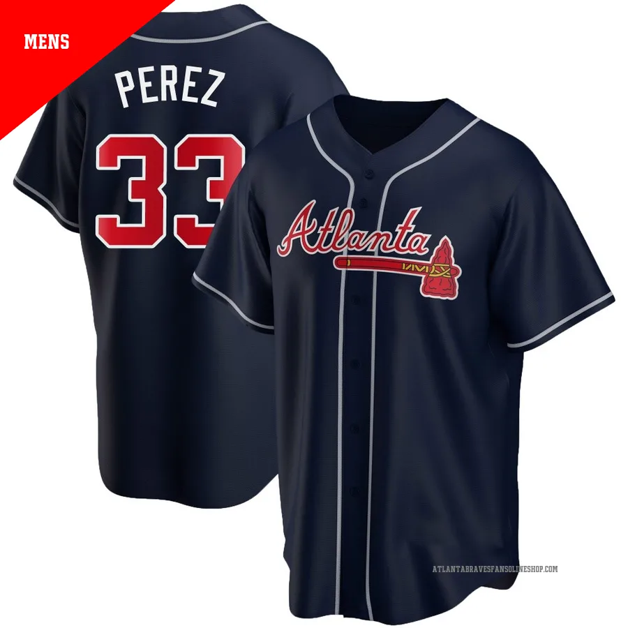 Atlanta Braves ＃33 Martin Perez Men's Replica Alternate Jersey - Navy