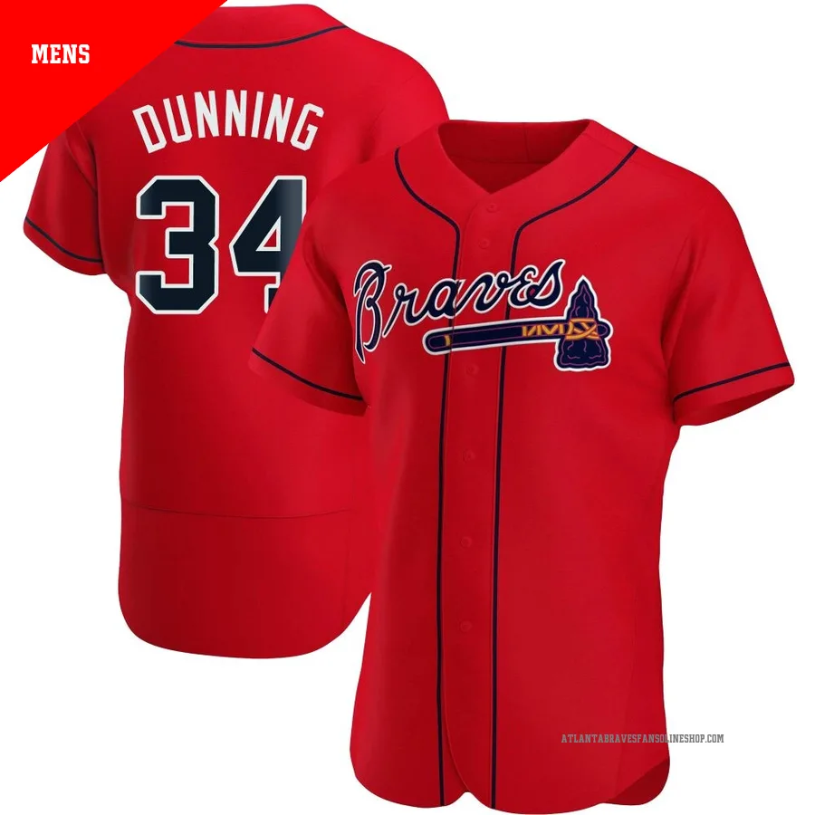 Atlanta Braves ＃34 Dane Dunning Men's Authentic Alternate Jersey - Red