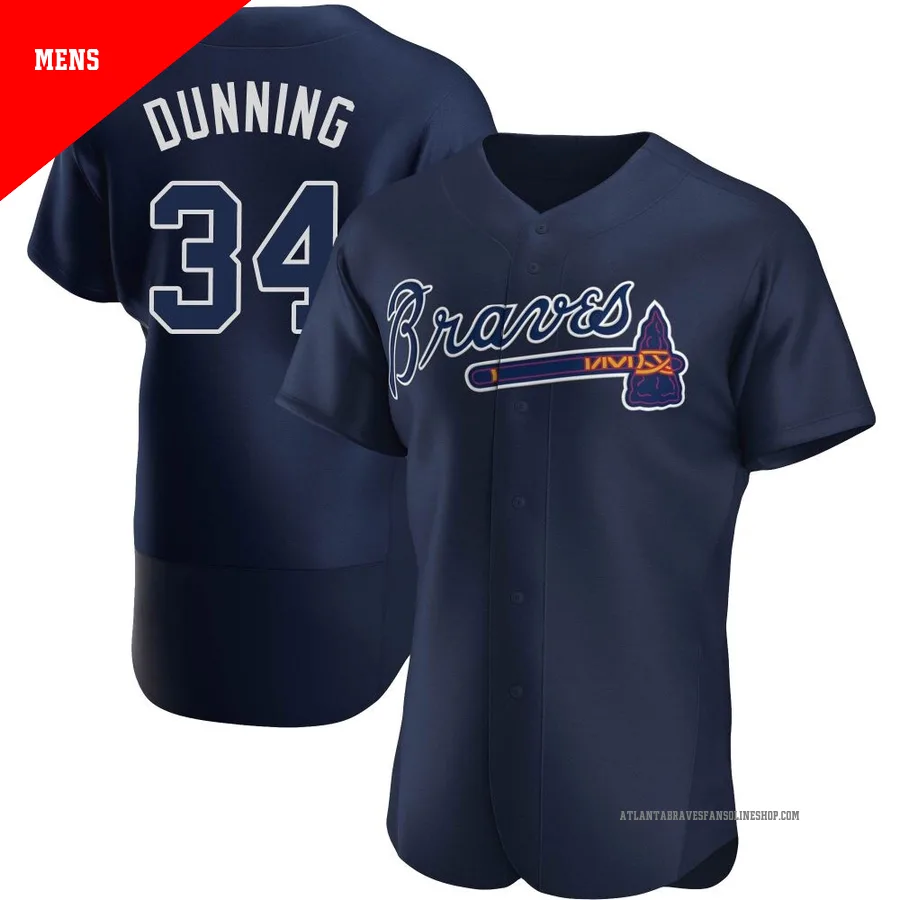 Atlanta Braves ＃34 Dane Dunning Men's Authentic Alternate Team Name Jersey - Navy