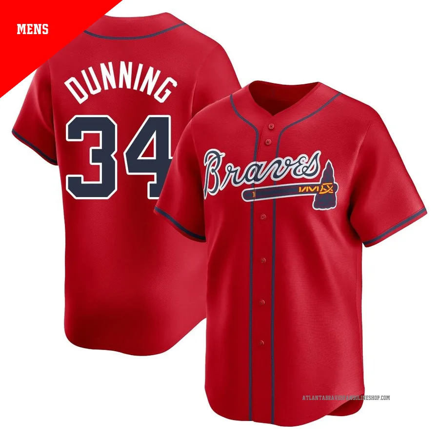 Atlanta Braves ＃34 Dane Dunning Men's Limited Alternate Jersey - Red