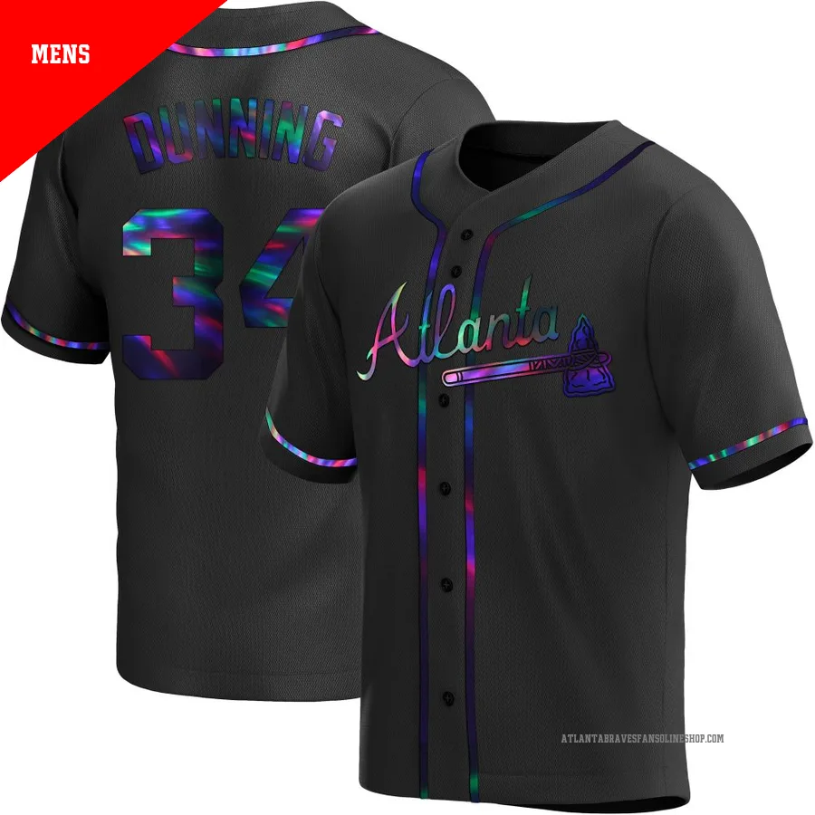 Atlanta Braves ＃34 Dane Dunning Men's Replica Holographic Alternate Jersey - Black