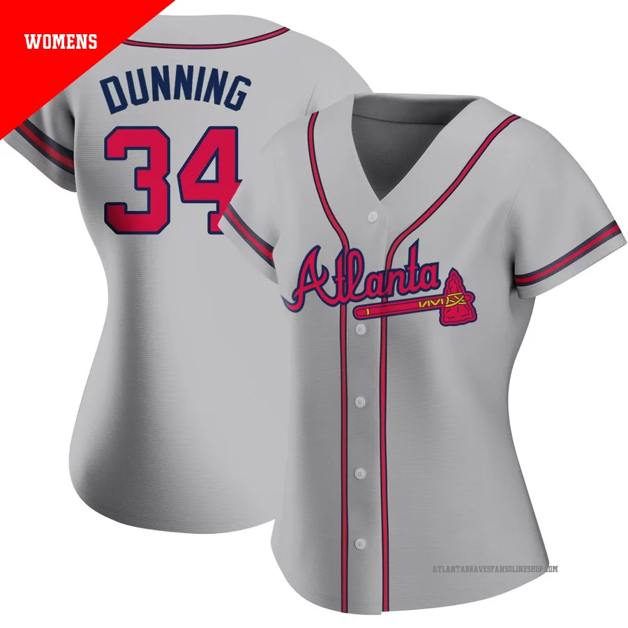 Atlanta Braves ＃34 Dane Dunning Women's Authentic Road Jersey - Gray