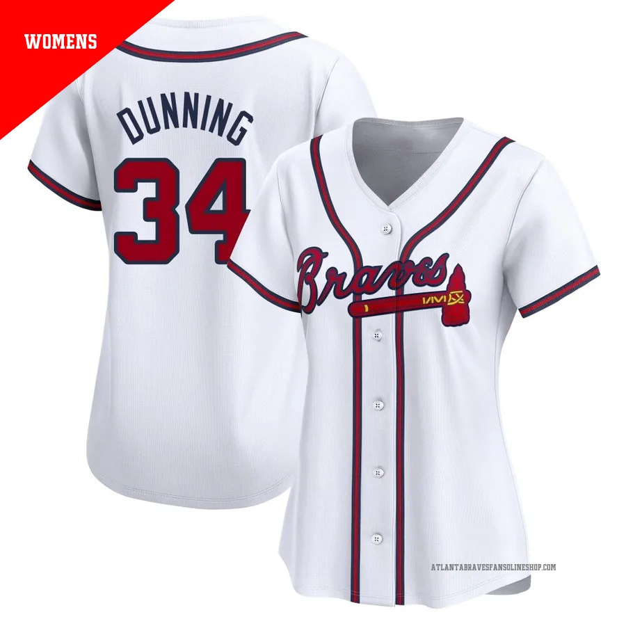Atlanta Braves ＃34 Dane Dunning Women's Limited Home Jersey - White