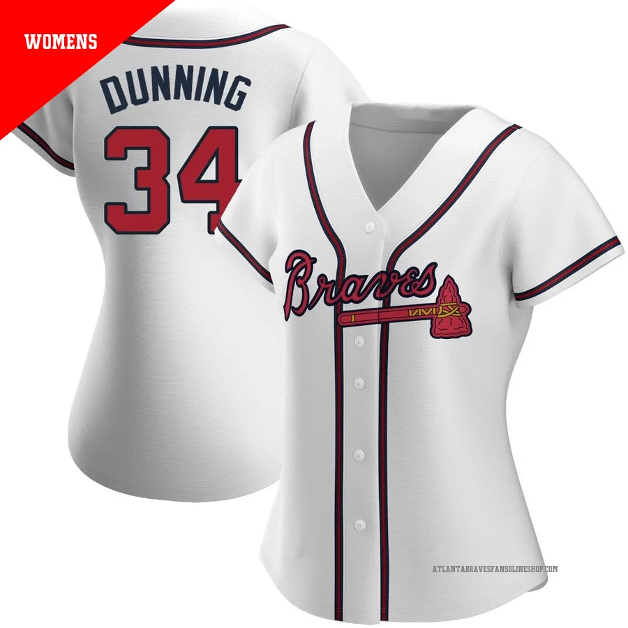 Atlanta Braves ＃34 Dane Dunning Women's Replica Home Jersey - White