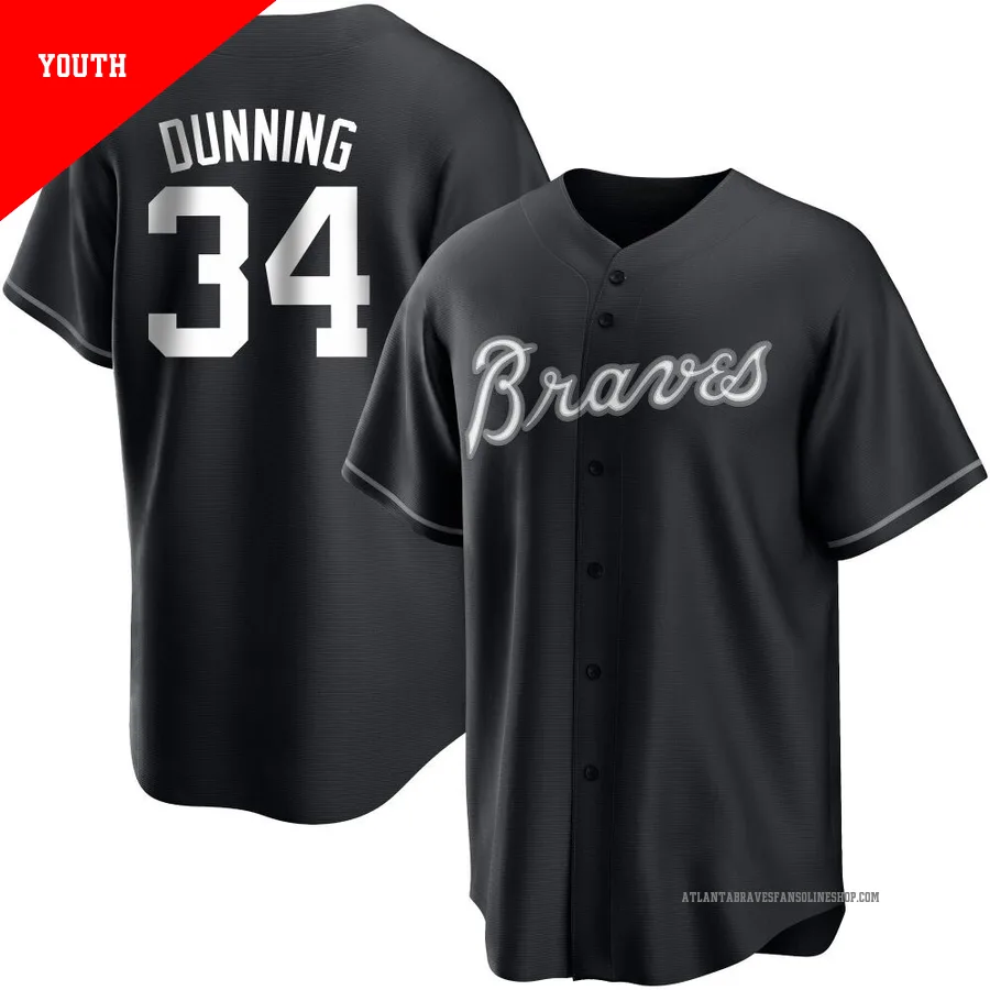 Atlanta Braves ＃34 Dane Dunning Youth Replica Jersey - Black/White
