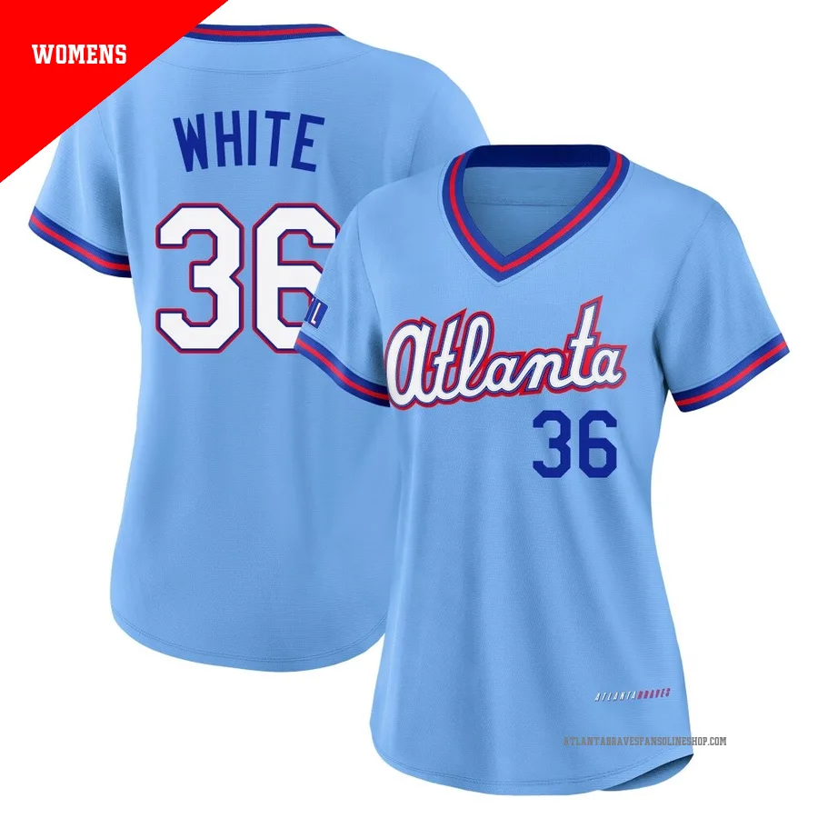 Atlanta Braves ＃36 Eli White Women's Limited Powder 2026 City Connect Stadium Jersey - Blue