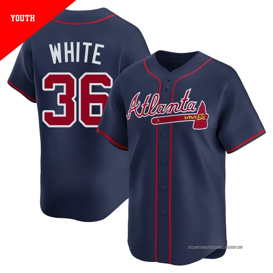 Atlanta Braves ＃36 Eli White Youth Limited Alternate Jersey - Navy