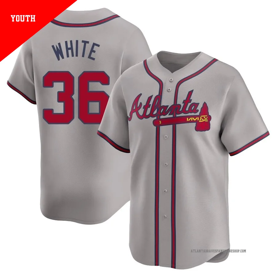 Atlanta Braves ＃36 Eli White Youth Limited Away Jersey - Gray
