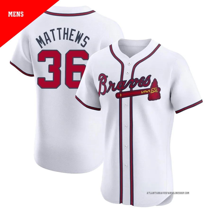 Atlanta Braves ＃36 Gary Matthews Men's Elite Home Jersey - White
