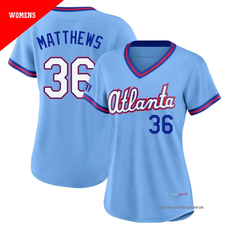 Atlanta Braves ＃36 Gary Matthews Women's Limited Powder 2026 City Connect Stadium Jersey - Blue