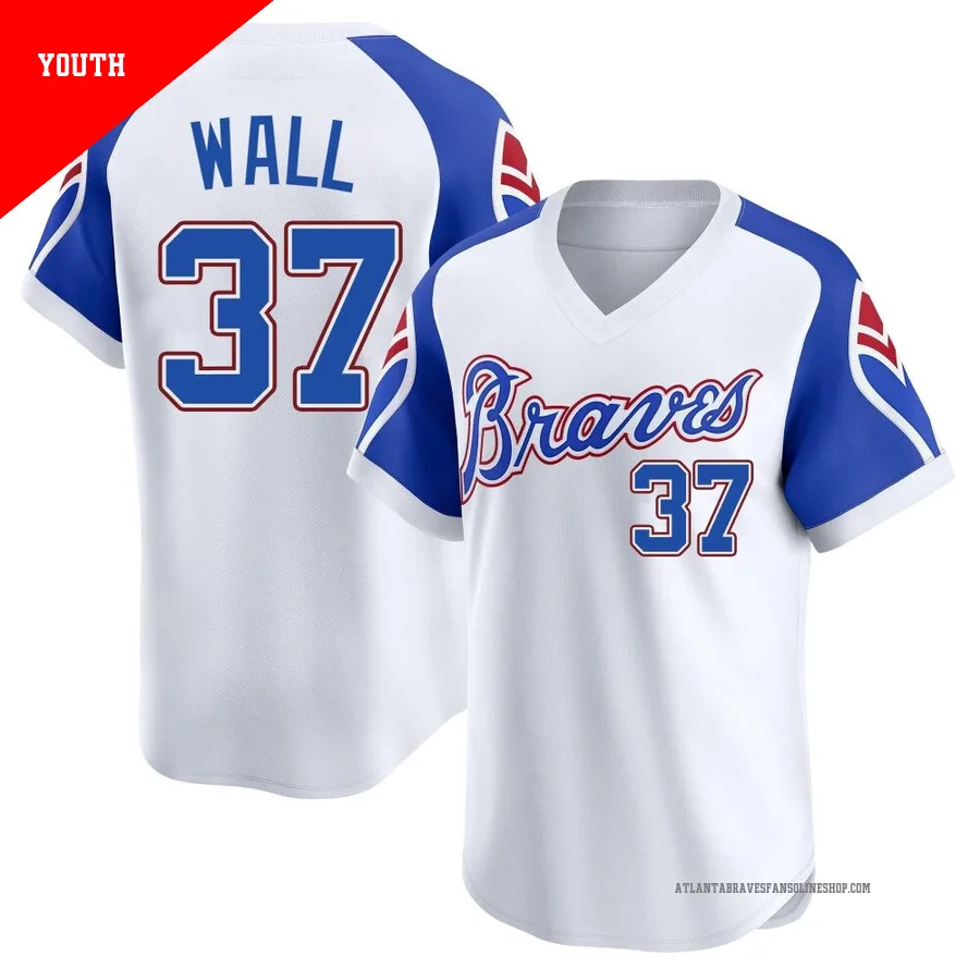 Atlanta Braves ＃37 Forrest Wall Youth Limited Throwback Cooperstown Collection Jersey - White