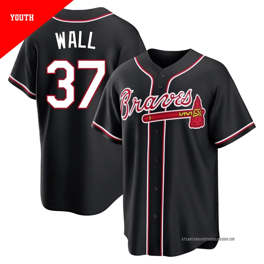Atlanta Braves ＃37 Forrest Wall Youth Replica Fashion Out Jersey - Black