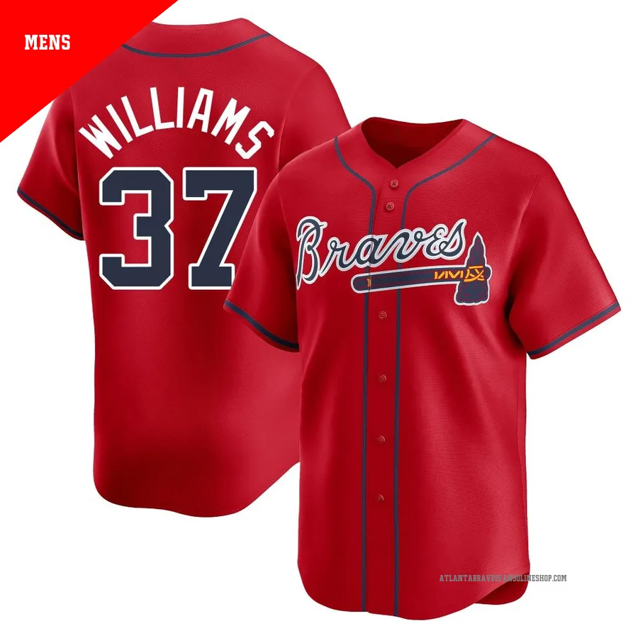 Atlanta Braves ＃37 Luke Williams Men's Limited Alternate Jersey - Red
