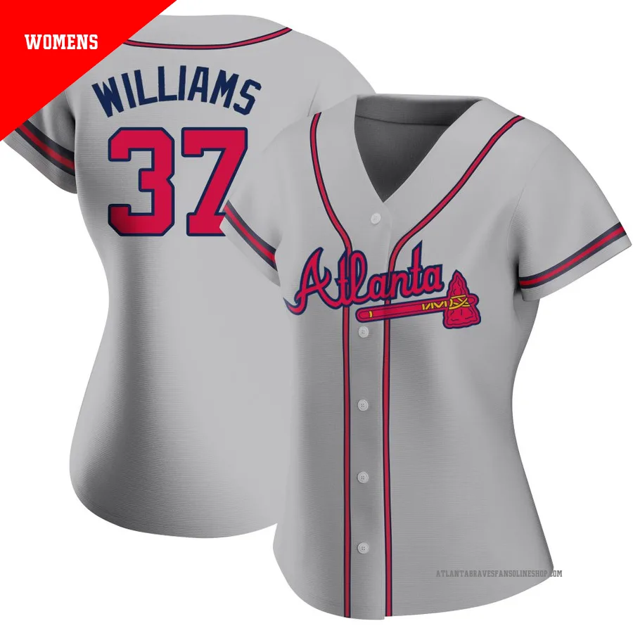 Atlanta Braves ＃37 Luke Williams Women's Replica Road Jersey - Gray