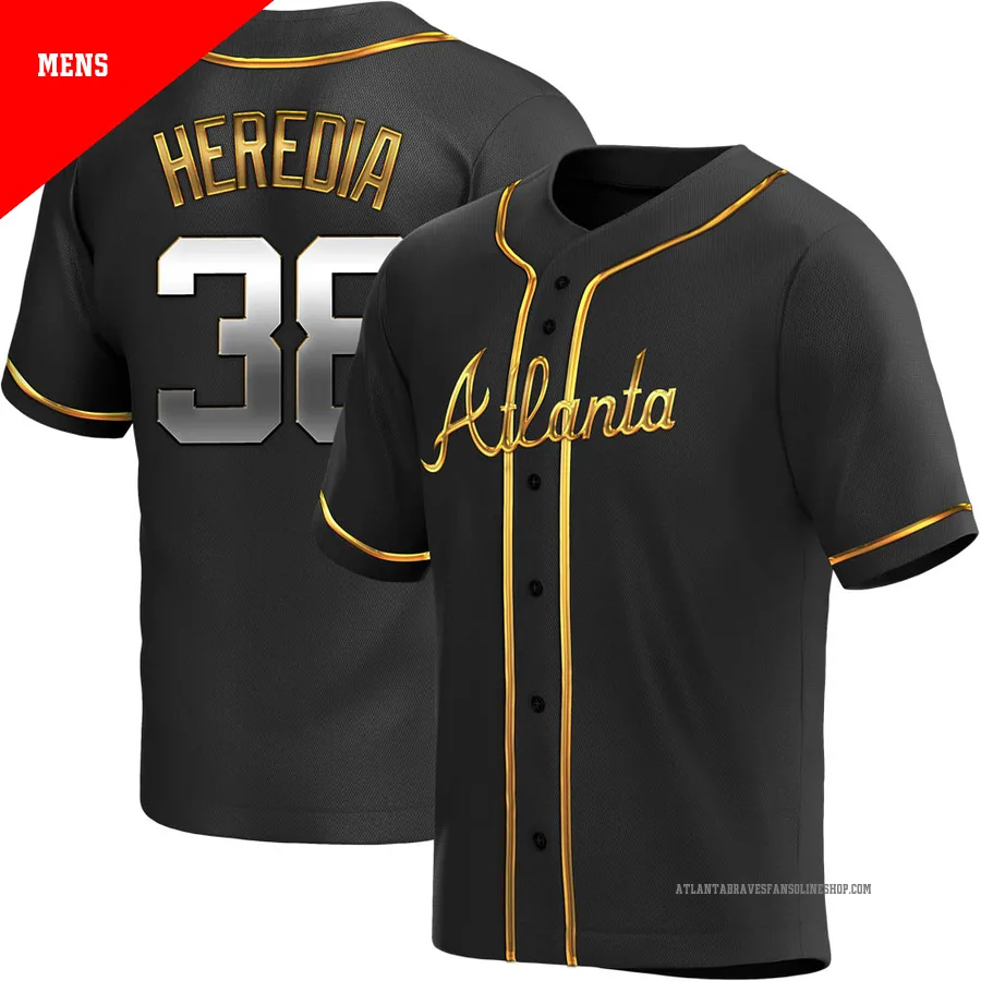 Atlanta Braves ＃38 Guillermo Heredia Men's Replica Black en Alternate Jersey - Gold