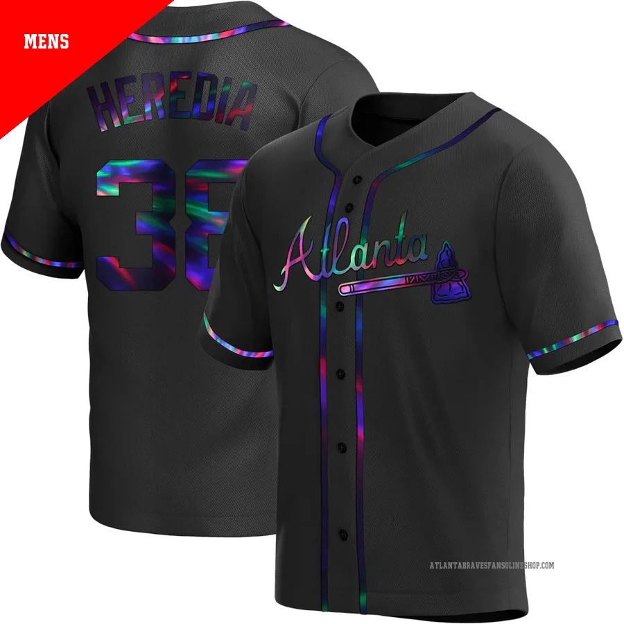 Atlanta Braves ＃38 Guillermo Heredia Men's Replica Holographic Alternate Jersey - Black