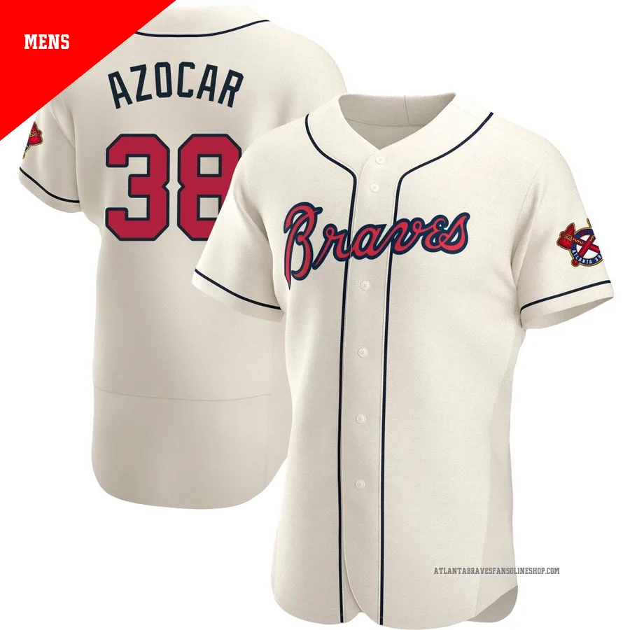 Atlanta Braves ＃38 Jose Azocar Men's Authentic Alternate Jersey - Cream