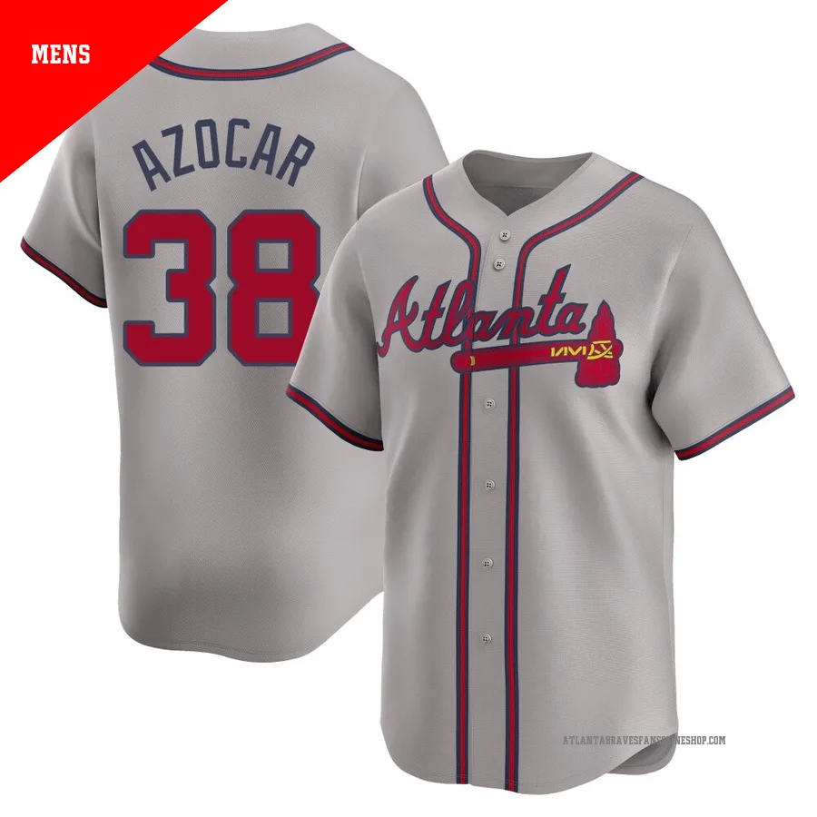 Atlanta Braves ＃38 Jose Azocar Men's Limited Away Jersey - Gray