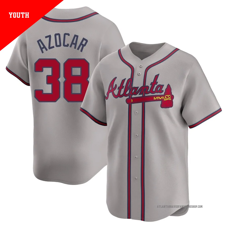 Atlanta Braves ＃38 Jose Azocar Youth Limited Away Jersey - Gray