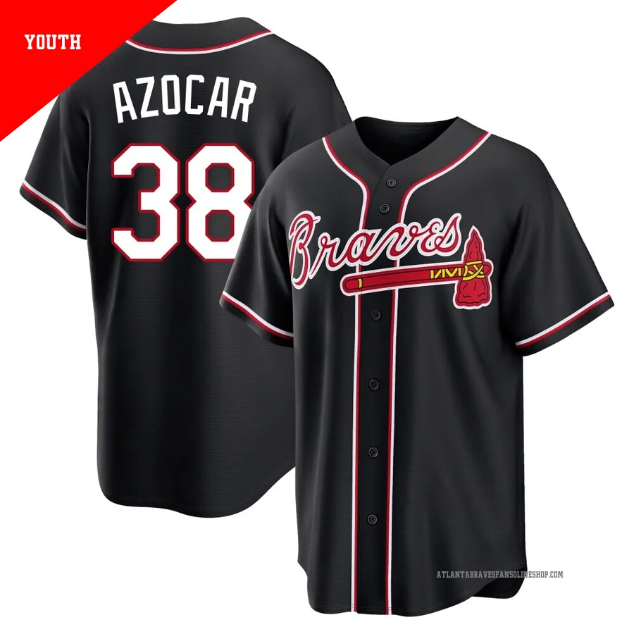 Atlanta Braves ＃38 Jose Azocar Youth Replica Fashion Out Jersey - Black