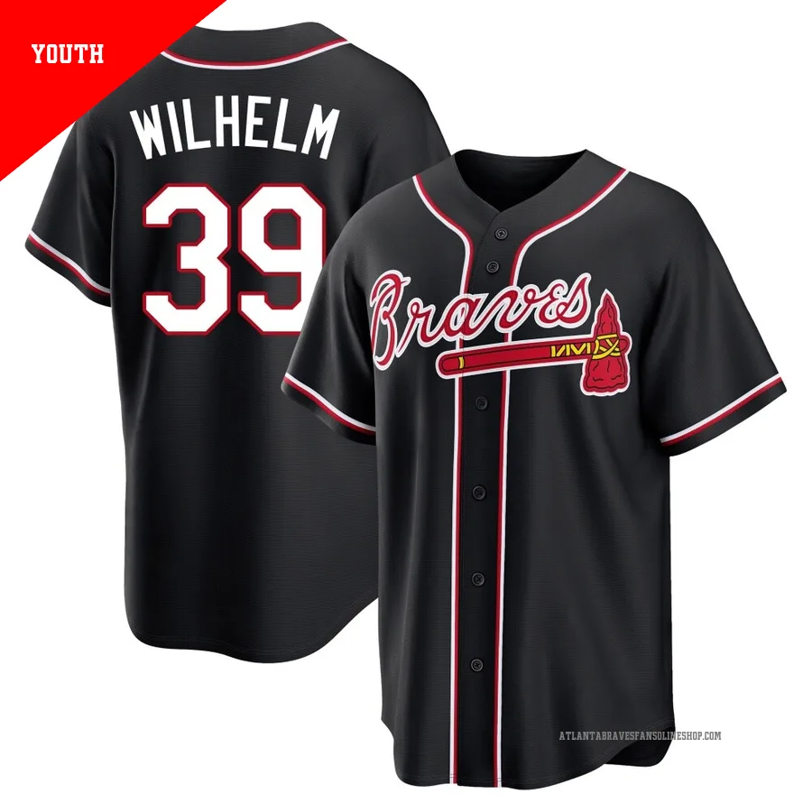 Atlanta Braves ＃39 Hoyt Wilhelm Youth Replica Fashion Out Jersey - Black