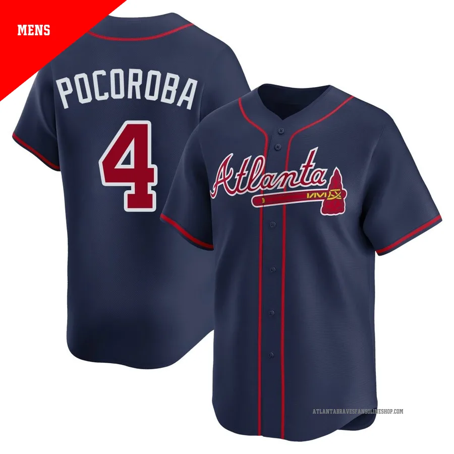 Atlanta Braves ＃4 Biff Pocoroba Men's Limited Alternate Jersey - Navy