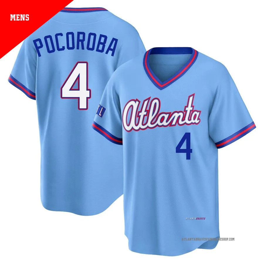 Atlanta Braves ＃4 Biff Pocoroba Men's Limited Powder 2026 City Connect Stadium Jersey - Blue