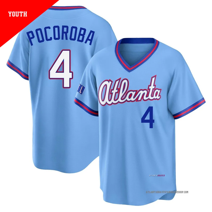Atlanta Braves ＃4 Biff Pocoroba Youth Limited Powder 2026 City Connect Stadium Jersey - Blue