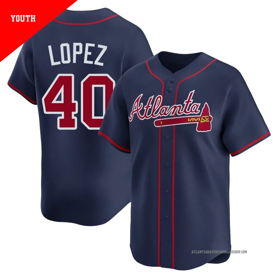 Atlanta Braves ＃40 Reynaldo Lopez Youth Limited Alternate Jersey - Navy