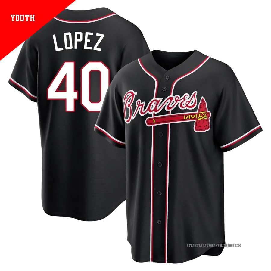 Atlanta Braves ＃40 Reynaldo Lopez Youth Replica Fashion Out Jersey - Black