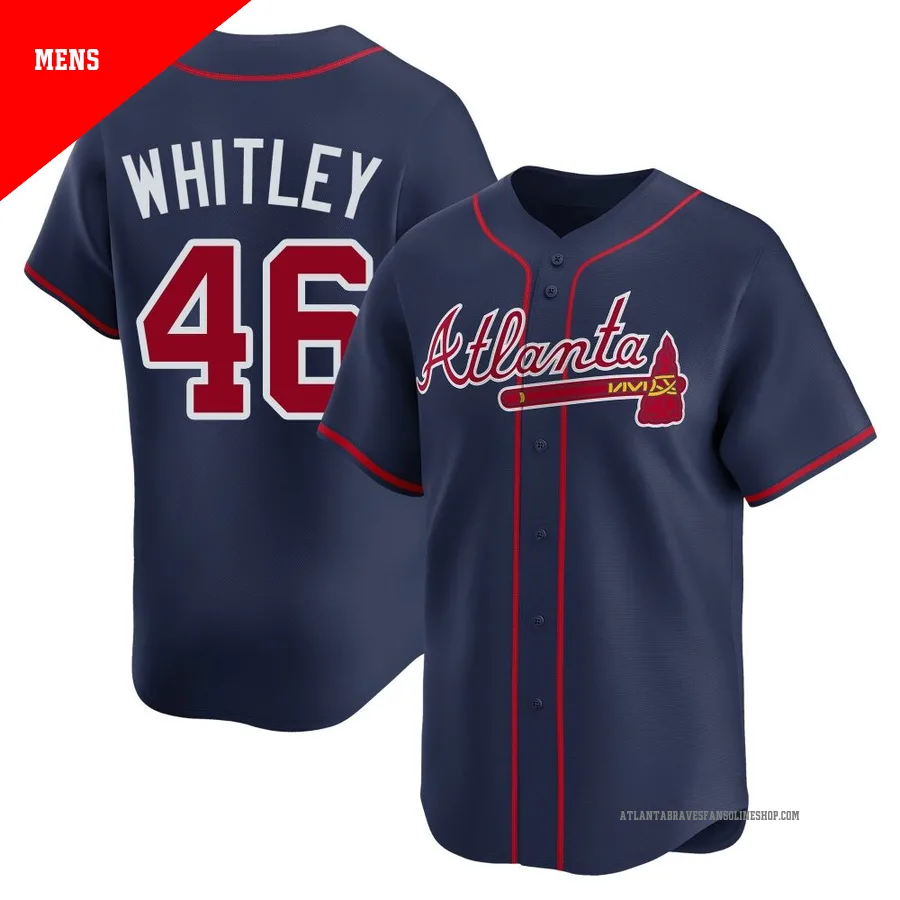 Atlanta Braves ＃46 Chase Whitley Men's Limited Alternate Jersey - Navy