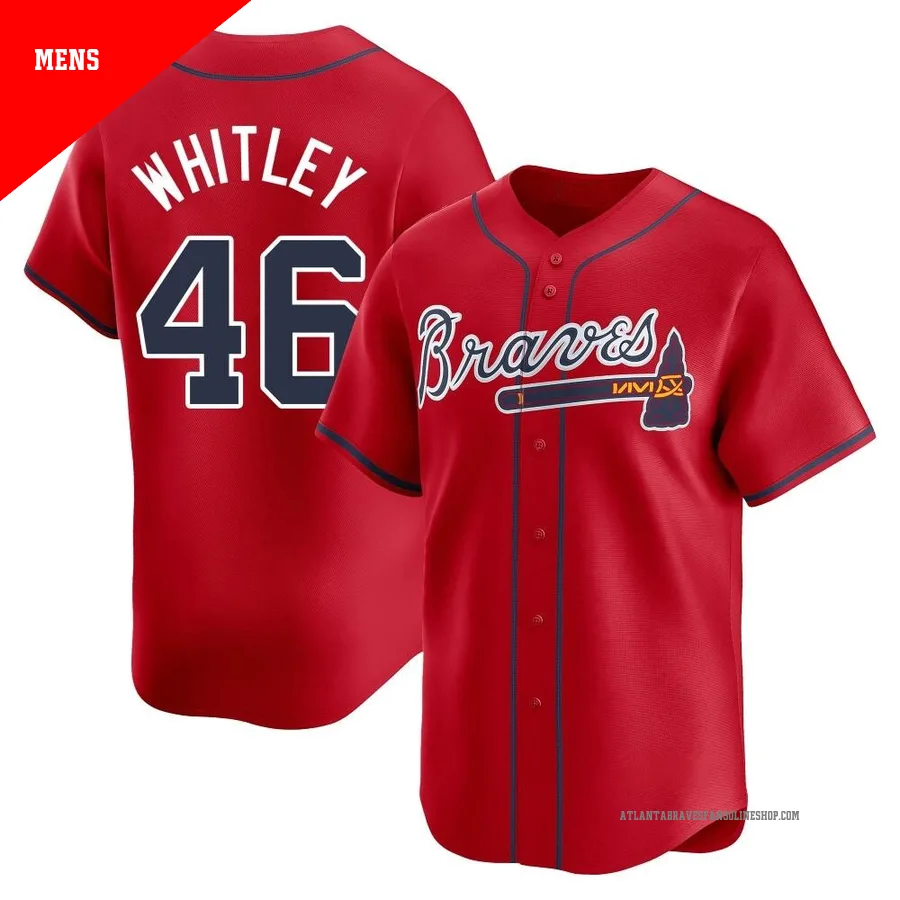 Atlanta Braves ＃46 Chase Whitley Men's Limited Alternate Jersey - Red