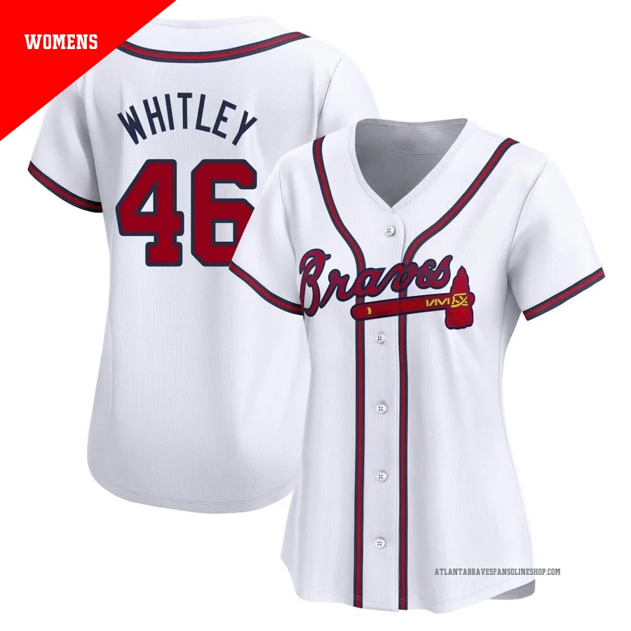 Atlanta Braves ＃46 Chase Whitley Women's Limited Home Jersey - White